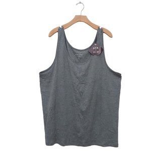 Ava & Viv Tank Top Womens 4X Gray Knit Cotton Modal Soft Fabric Scoop Neck
